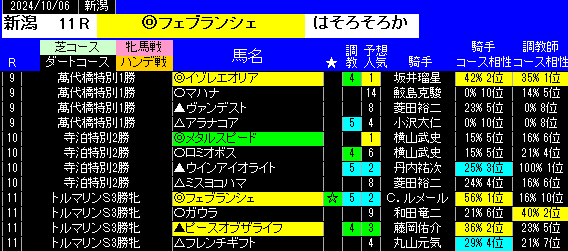 新潟特別戦の予想印