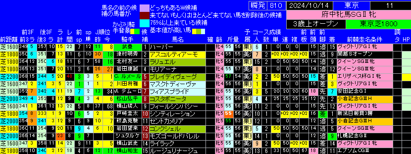 府中牝馬ステークス出馬表