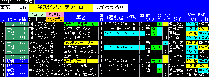 特別戦全レース予想東京