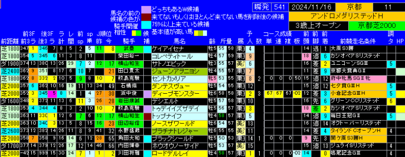 アンドロメダS出馬表