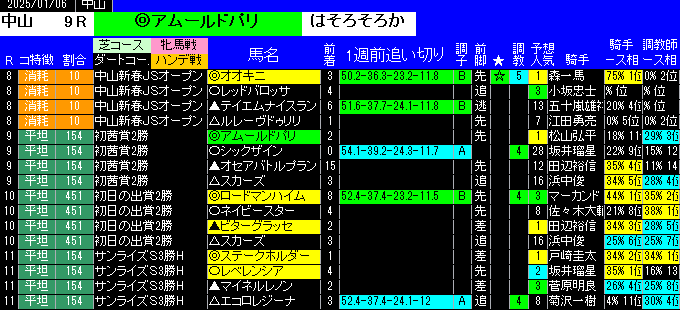 特別戦全レース予想中山