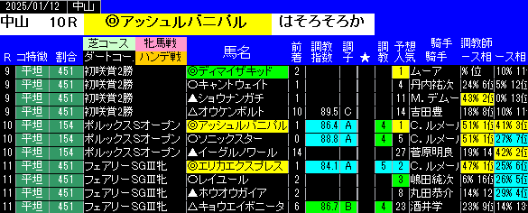 特別戦全レース予想中山