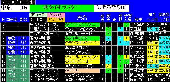 特別戦全レース予想中京