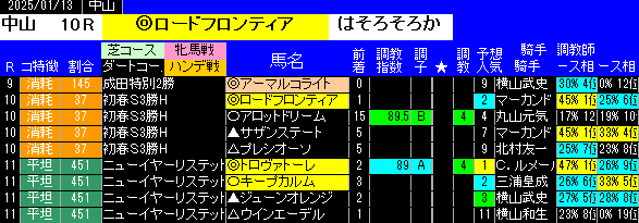 特別戦全レース予想中山