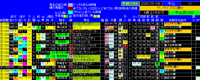 サンライズステークス出馬表