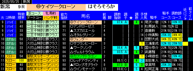 特別戦全レース予想新潟