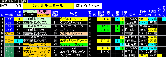 特別戦全レース予想阪神
