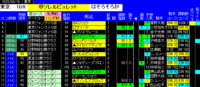 特別戦全レース予想東京