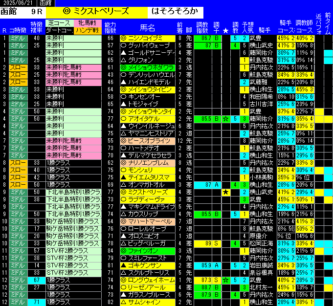 全レース予想函館