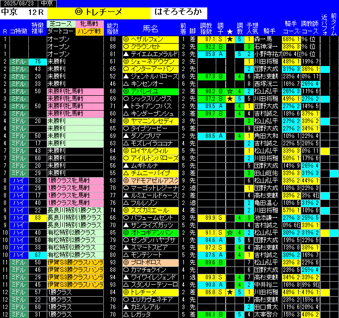 全レース予想中京